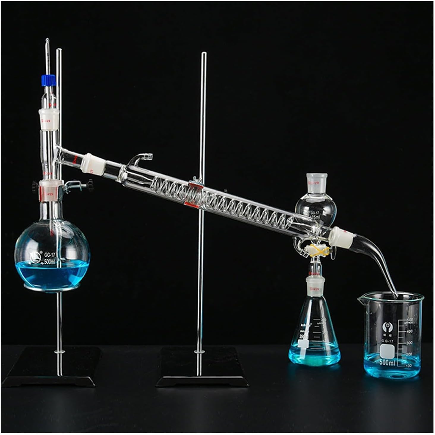 Kit De Material De Vidrio para Laboratorio De Química, Kit De Destilación De Laboratorio, Alta Transparencia, Superficie Lisa, para La Enseñanza De Ciencias En El Hogar Y La Industria.