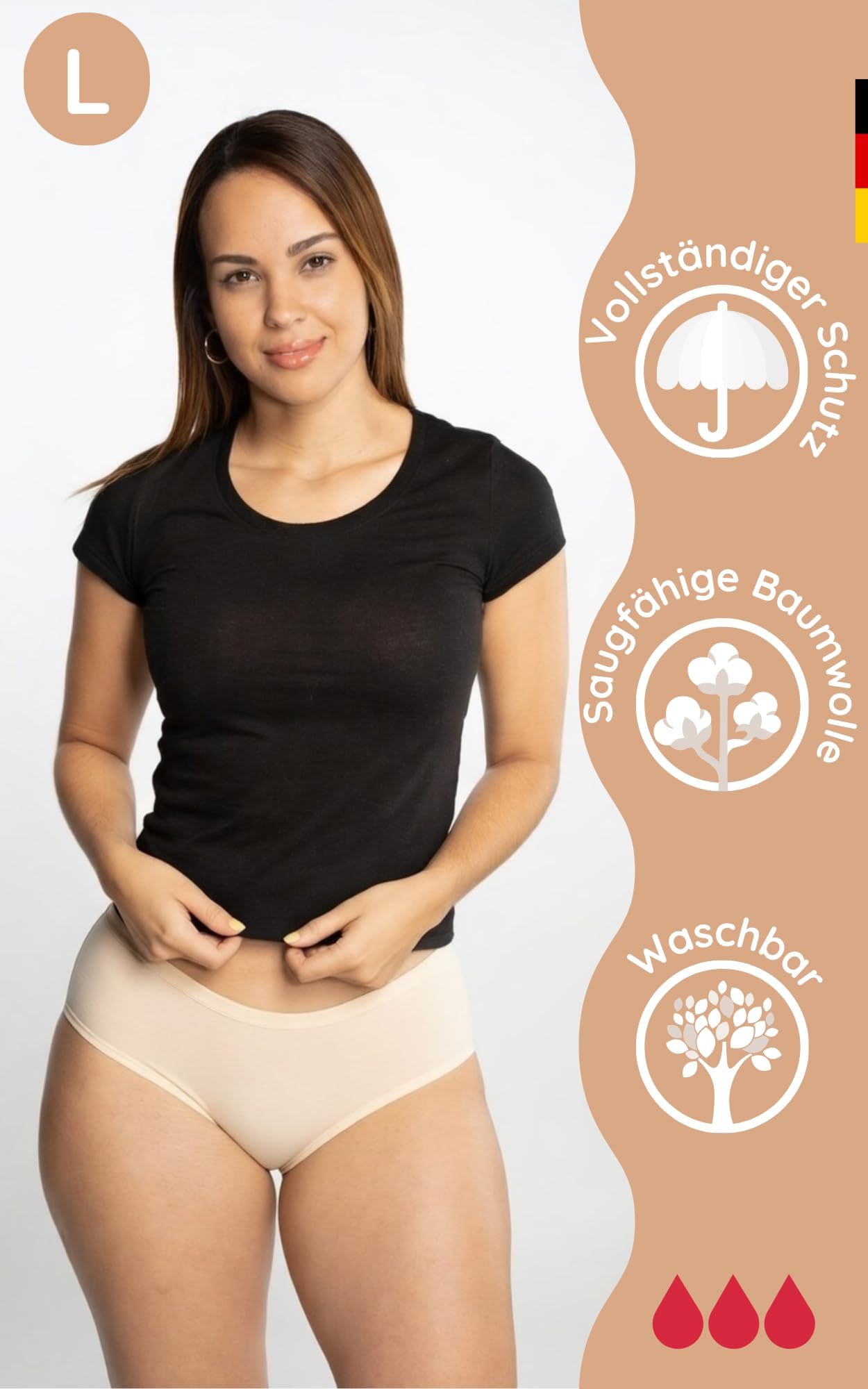 NoBlood - Periodenunterwäsche Starke Blutung XXS-6XL Bequeme Baumwolle | Menstruationshöschen Waschbar | Ideal für die ersten Perioden