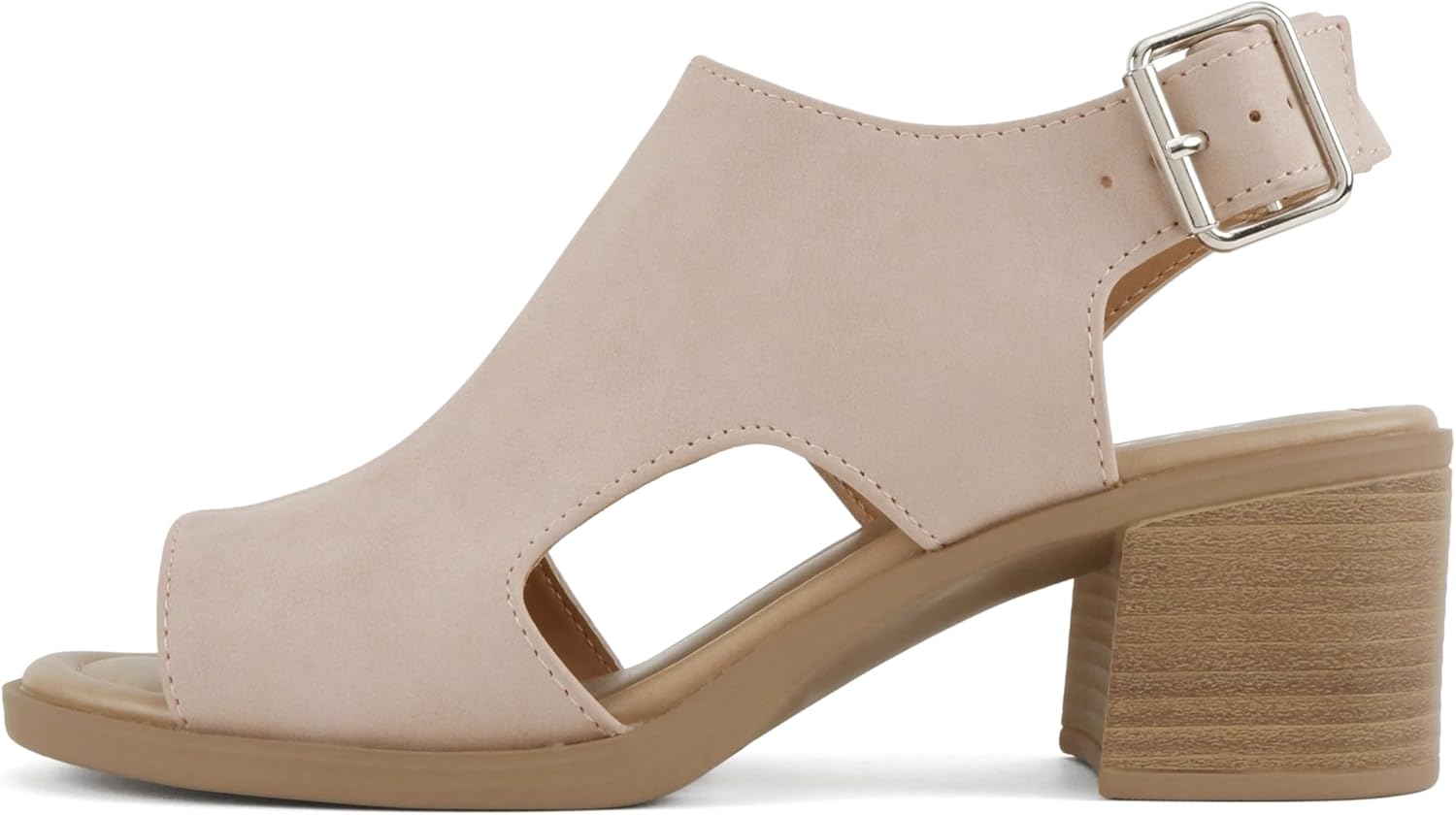 Soda Lovely ~ Women Peep Toe Slingback Low Heel Sandal