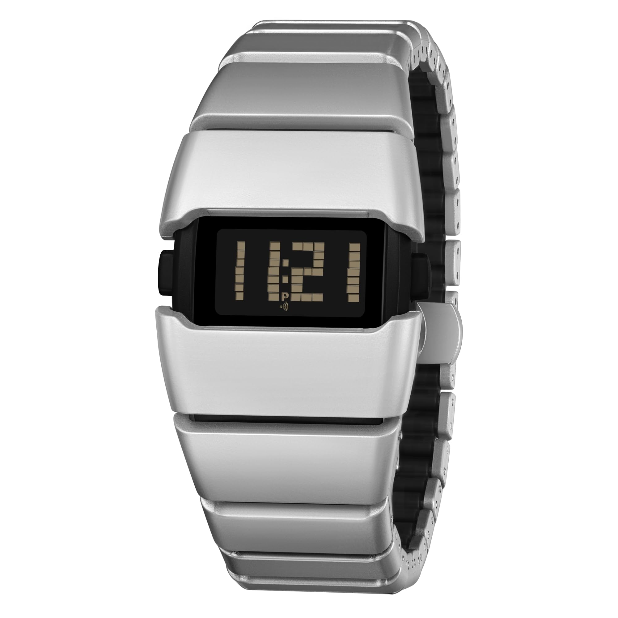 CARLIEN Orologio da polso da uomo, retrò, futuristico, con retroilluminazione a LED, digitale, al quarzo, sportivo, con sveglia, cronometro, impermeabile fino a 50 m, elegante orologio da polso