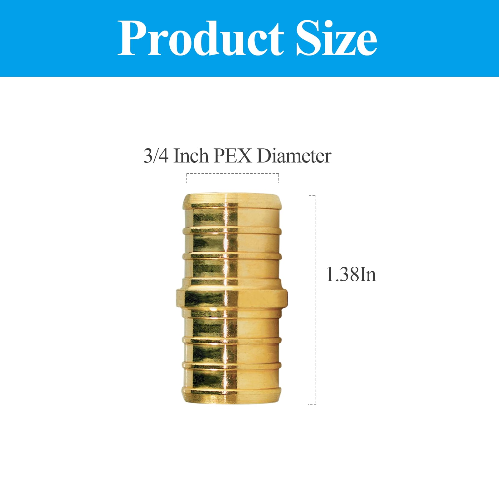 WiseWater 28 accesorios PEX de 3/4 pulgadas, 3/4 pulgadas, accesorios de latón de acoplamiento recto, accesorios de tubería PEX para proyectos de fontanería de tuberías PEX (paquete de 28)