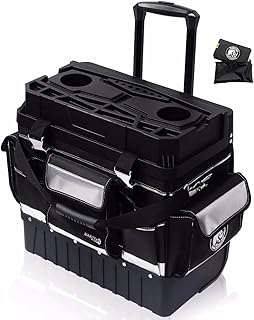 MARUTAI 18'' Rolling Tool Bag with Wheels, Tool Bags Organizer, with Telescopic Handle and Waterproof Cover, 330lbs Load Rated, Storage Manager Toolbox for Camping, Construction Sites