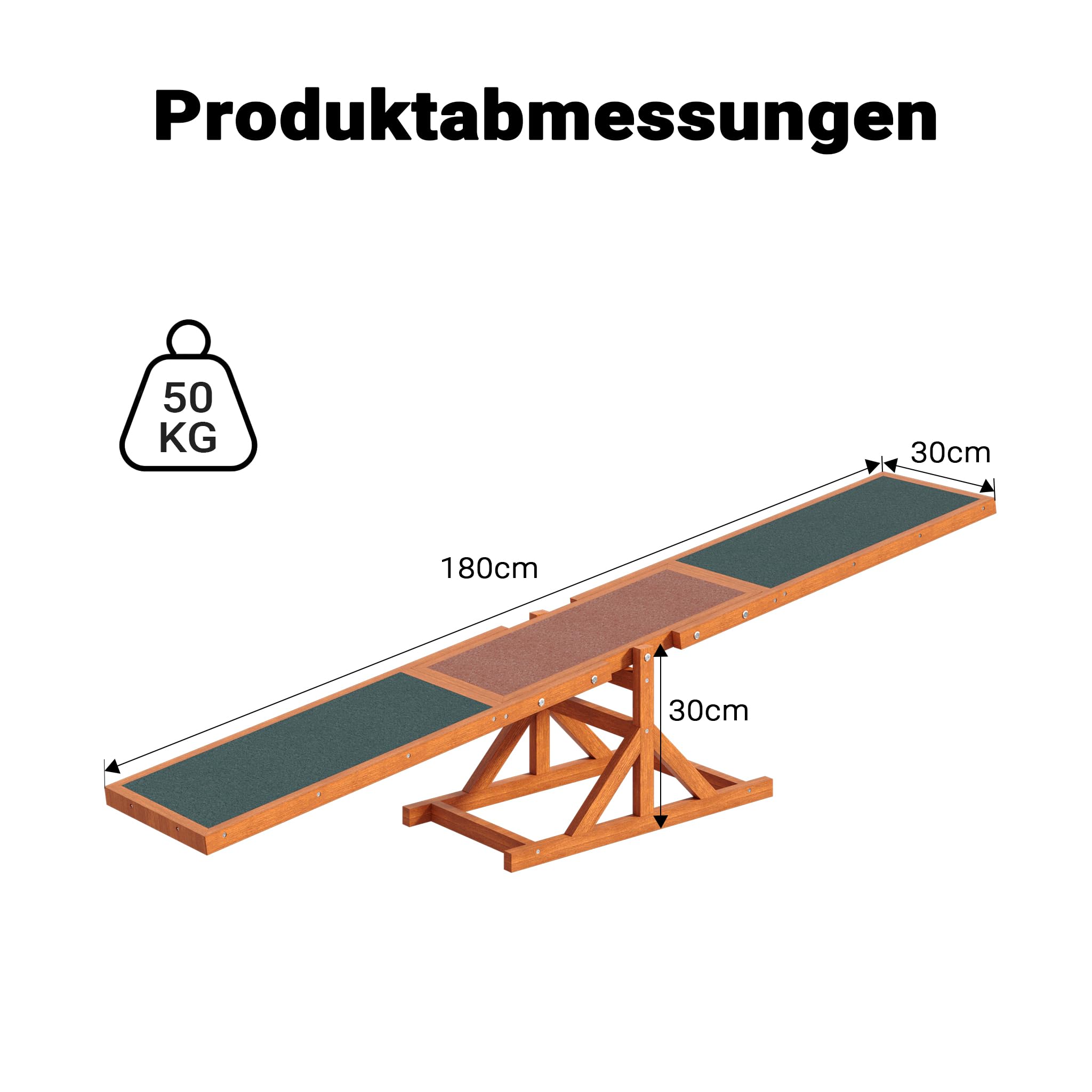 Wiltec Hundewippe 180x30x30cm für kleine & große Hunde zum Hundesport z.B. Agility Training, aus Holz, Spielerische Förderung der Kondition
