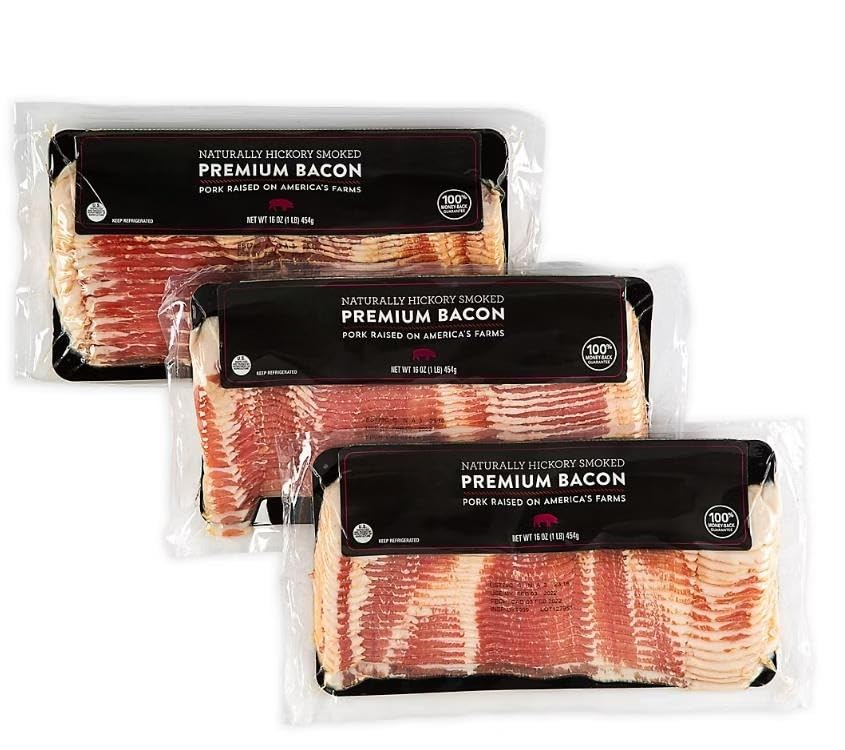 sliced bacon is carefully selected and hand trimmed to be the best, slice after slice, package after package. Serve to your family for a hardy breakfast. 3 Pk 16 oz Each .. Total [ 48 oz, 3 lb ]