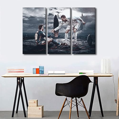 Miniatura 144 de TISHIRON 3 paneles CR7 Cristiano Ronaldo - Póster en lienzo para decoración de pared, pelota deportiva, casa moderna, para club, arena, sala