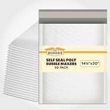The Boxery 14.25x20" #7 Poly Bubble Mailers 50 Pack, Padded Envelopes, Self Seal, Waterproof Shipping Bags for Shipping & Packaging