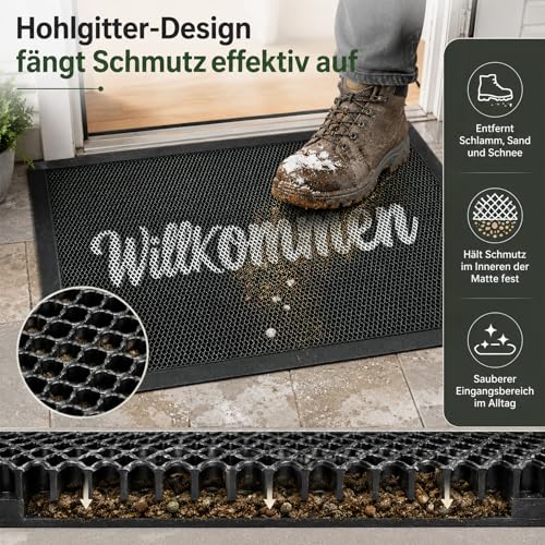 Paillasson extérieur lavable 60x90 cm durable et résistant à l'eau