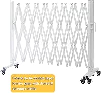 Vista 9 de Barrera extensible de metal, diseño giratorio, barrera de seguridad móvil, 18 pies, puertas de acordeón interior/exterior, valla retráctil flexible