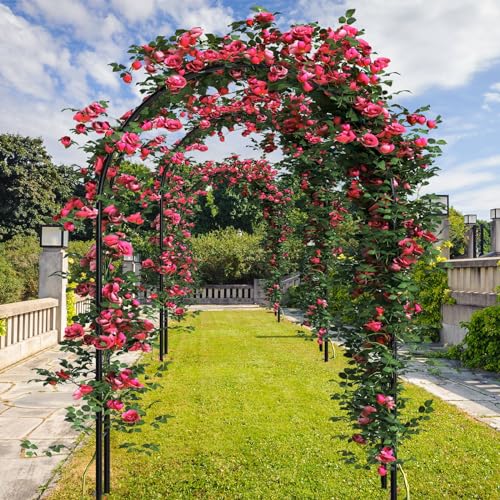 image for Gisafai 3 Pcs Metal Garden Arch Trellis Wedding Arches Pergola Arbor 7