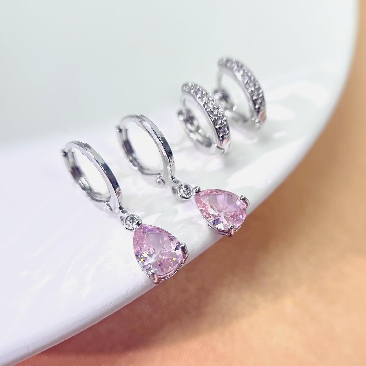 Hypoallergenic Earring Stacks for Women Surgical Stainless Steel Earrings for Sensitive Ears Tiny Flat Back Stud Hoop Stacked Earring Dainty Cartilage Earring Set for Multiple Piercing