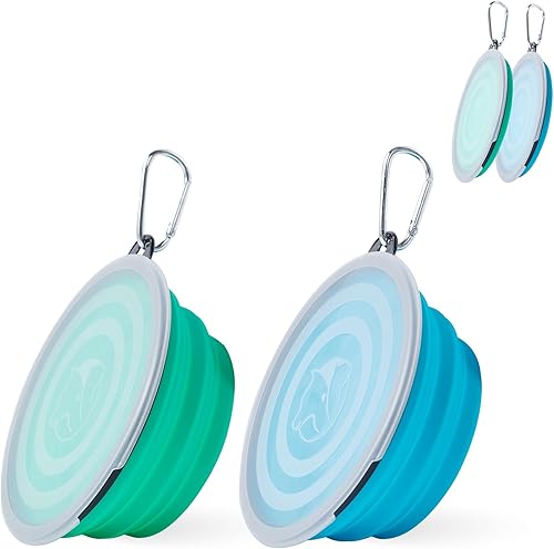 Miniatura 9 de SLSON - Cuencos para perros con tapas plegables, 2 unidades de cuencos plegables portátiles para mascotas con tapa para gatos, aptos para viajes,