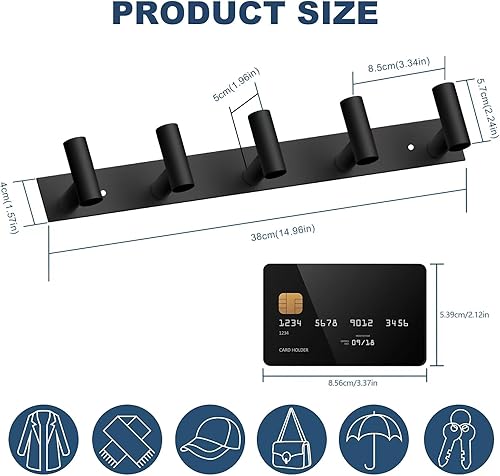 Miniatura 68 de VAEHOLD - Perchero plateado de pared para sombreros y abrigos, 3 ganchos para batas, bolsas, llaves y toallas, organizador de toallas para baño (2