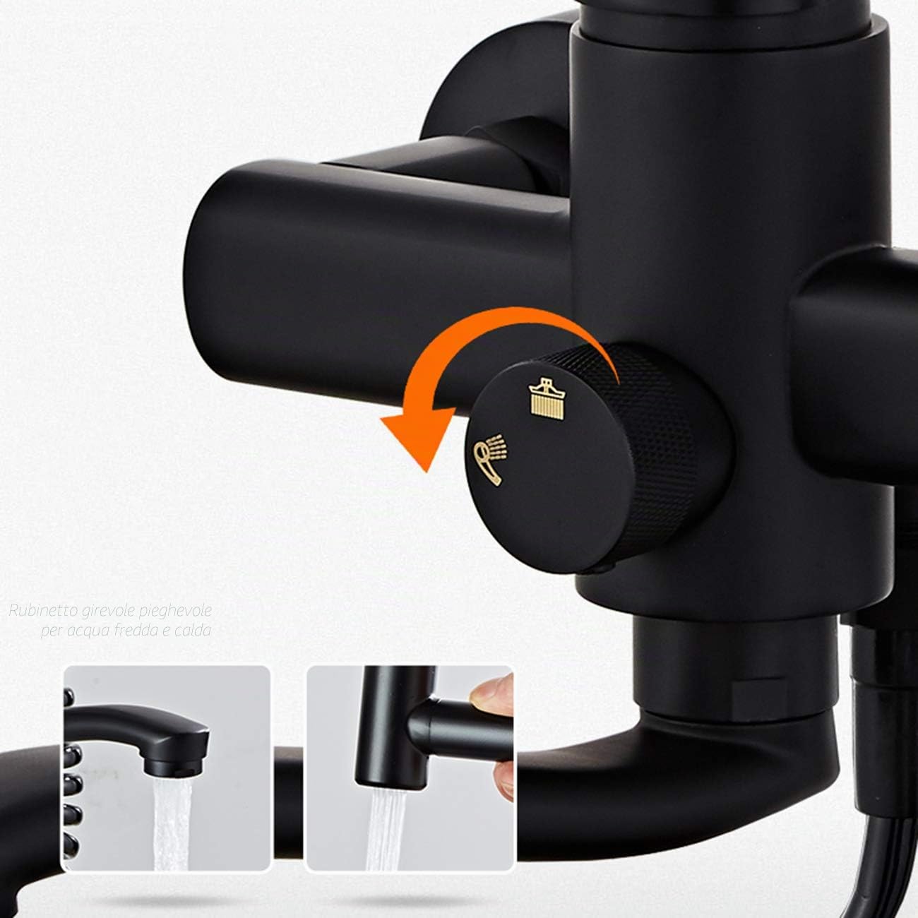 Rubinetto da parete moderno per cucina e bagno, girevole a 360°, miscelatore bagno, rubinetto con maniglia
