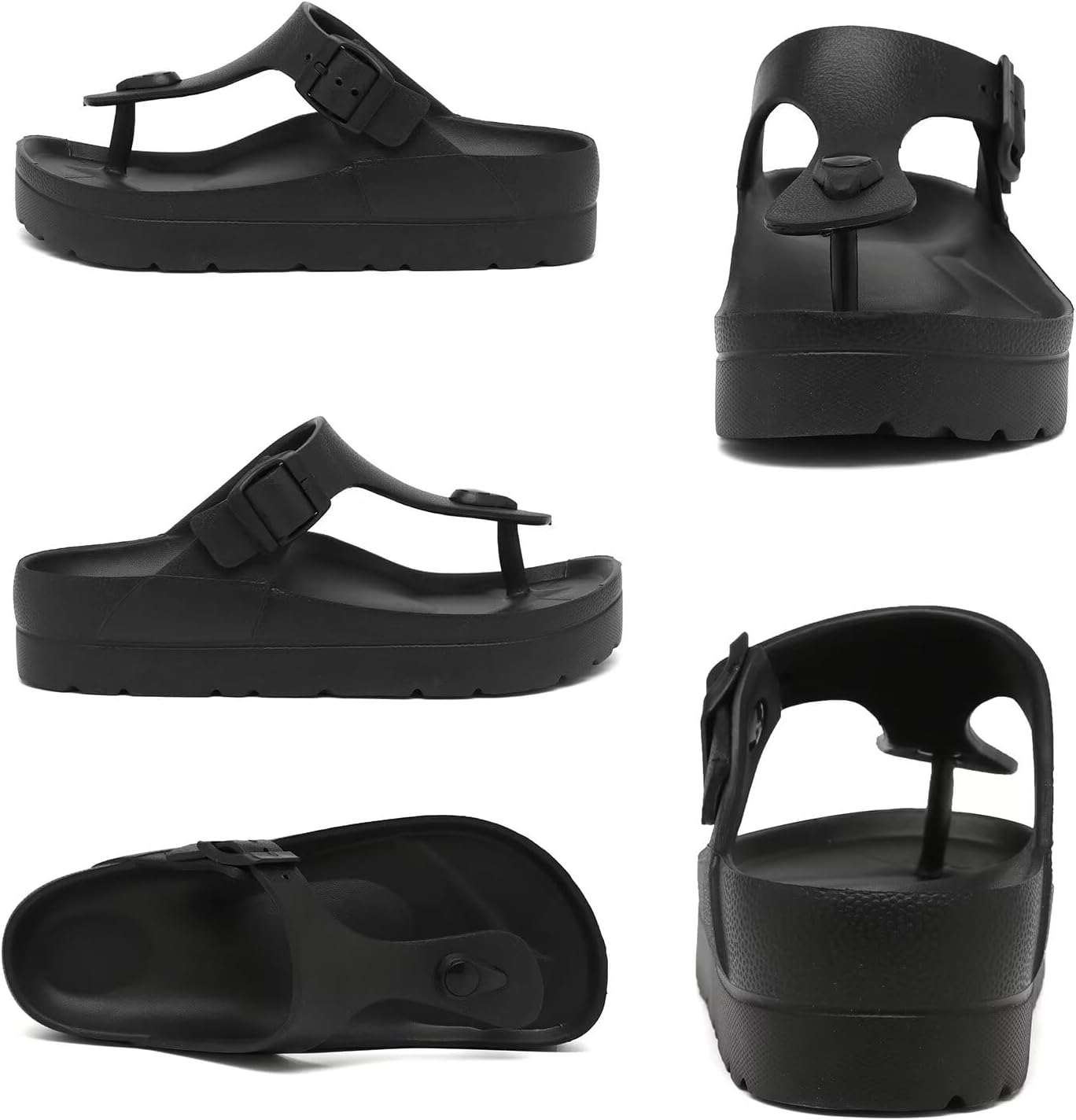 Scecocrs Women's Platform Flip Flops with Arch Support, Eva Lightweight Chunky Slide Sandals for Women, Fashion Comfort Summer Beach Sandal with Adjustable Buckle, Sandalias De Plataforma Para Mujer - Image 3