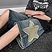 OATSBAS Men's Star Patchwork Denim Shorts Summer Wide Leg Loose Hip-hop Fashion Streetwear Jeans Shorts (XL,X-Large)