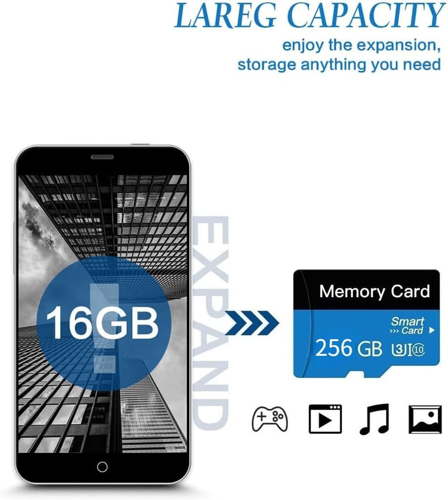 Photo 1 of 1 Pack TF Card 512GB with Adapter, High Speed Memory Card, UHS-I C10 A1 Memory TF Card for Tablet/Mobile Phone/Camera/Car Audio/Game Console (Blue 512GB)