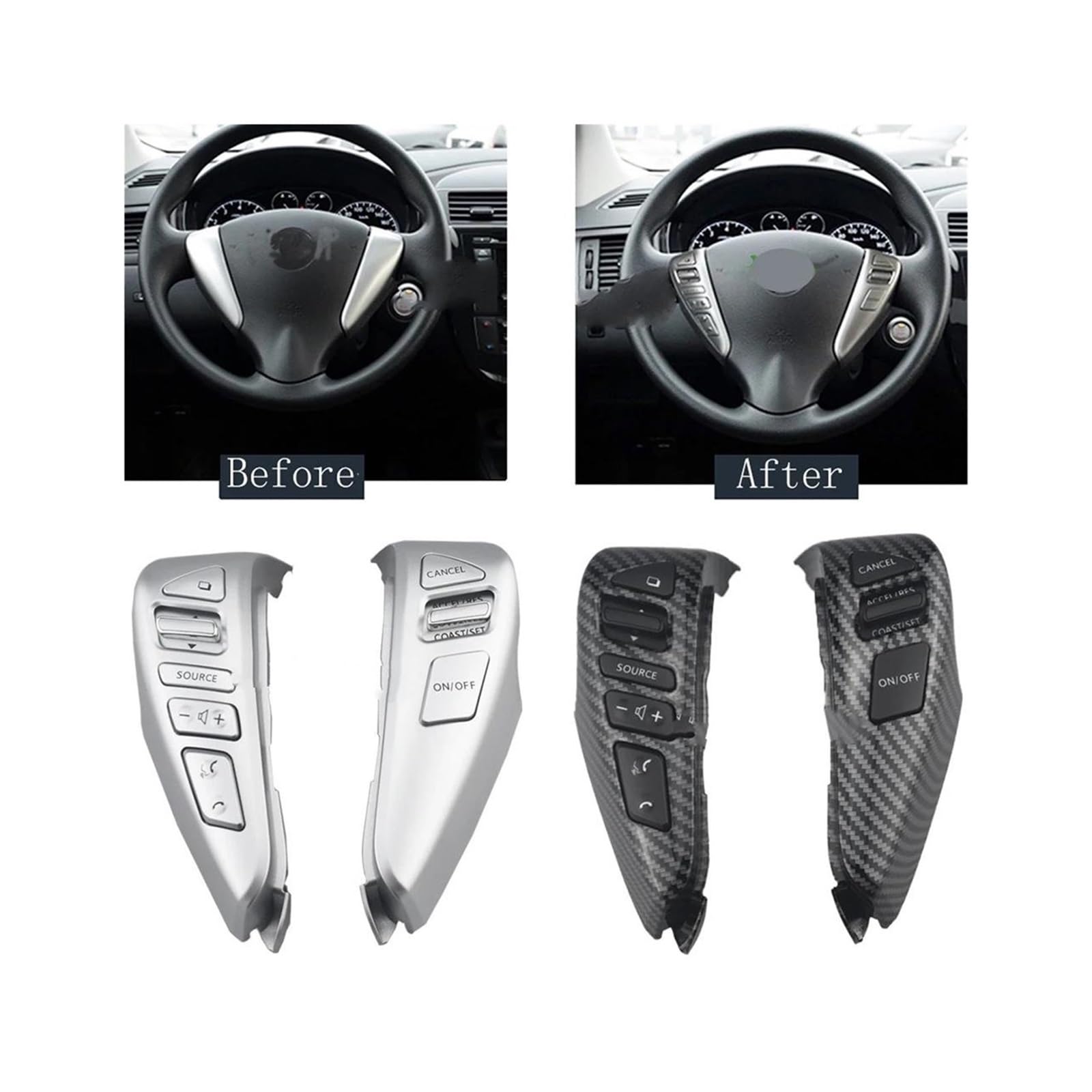 Lenkrad Tasten Schalter Für Nissan Für Sentra 2013 2014 2015 Für Versa 2014-2015 25550-3DA6A Farbe Lenkrad Tasten Tempomat Schalter(Sliver-wire)