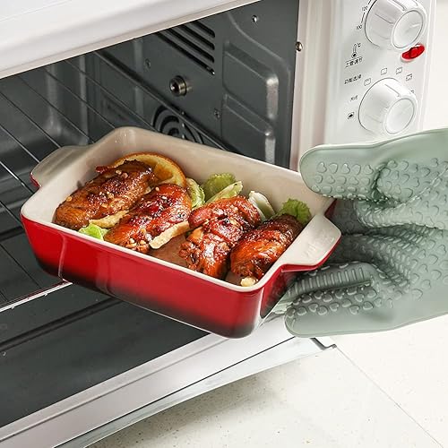 Miniatura 80 de Sweejar Ceramic Baking Dish, Rectangular Small Baking Pan with Double Handles, 20 Oz for Cooking, Brownie, Kitchen, 6.5 x 4.9 x 1.8 Inches(Red)