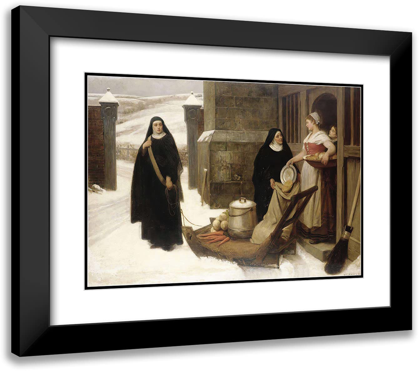 ArtDirect William Frederick Yeames 18x14 Black Modern Frame and Double Matted Museum Art Print Titled - For the Poor