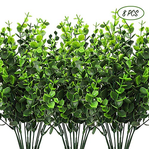 CEWOR 8pcs Artificial Greenery Plants Fake Plastic Boxwood Shrubs for Home Wedding Courtyard