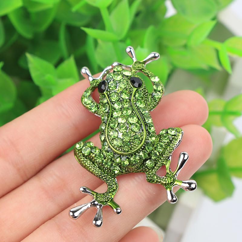 2Pcs Creative Cute Frog Brooch Pin Cartoon Three-dimensional Alloy Versatile Chest Decoration3