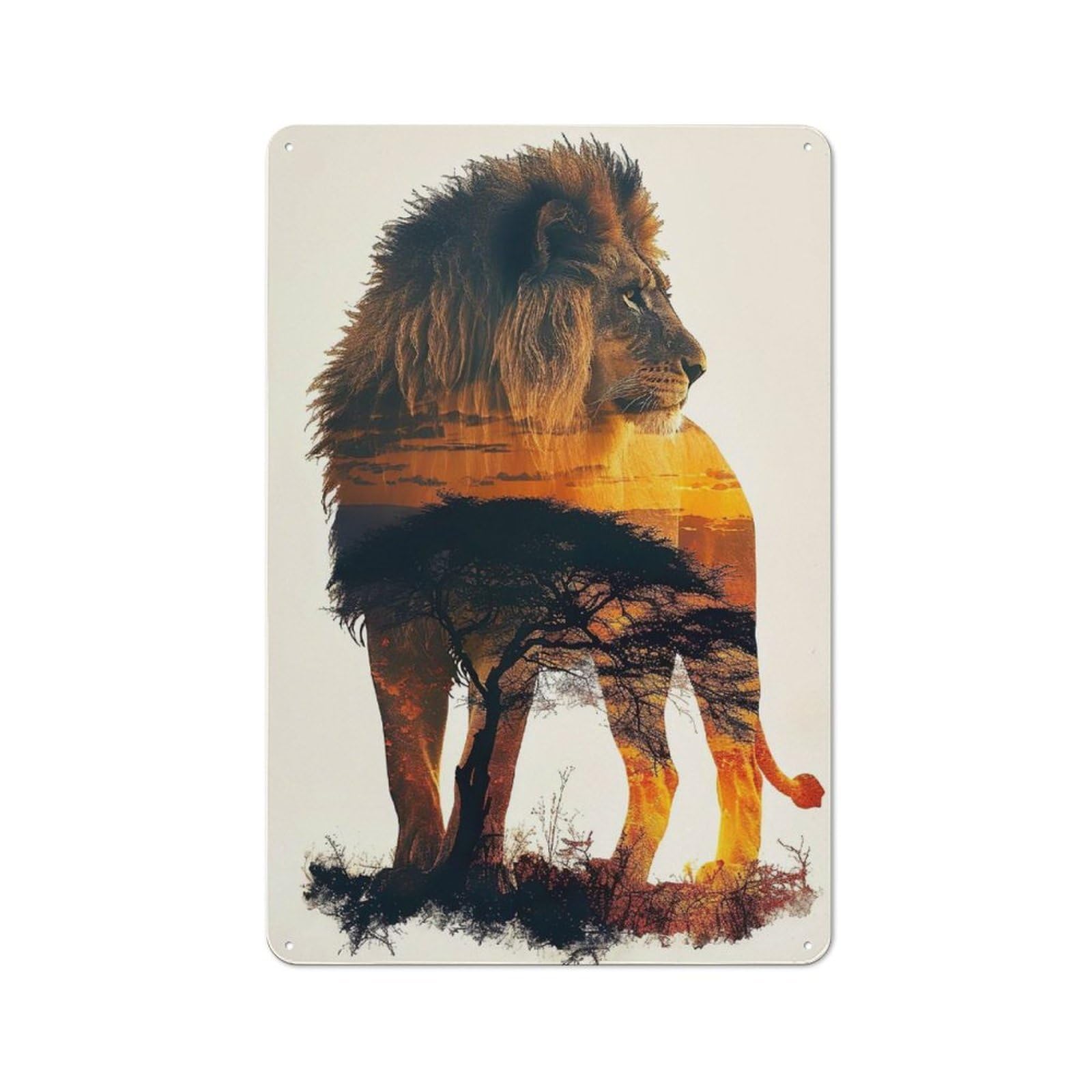 Junmoney Style-9 Lion Retro-Style Tin Sign 30X20cm For Home Bar Wall, With Clear Retro Wall Decor Character