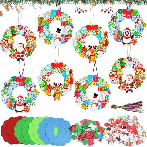 Lot de 166 kits de bricolage pour Noël, couronne de Noël, bricolage, bricolage, bricolage, pendentifs de Noël, autocollants en caoutchouc mousse pour Noël, couronnes de Noël, kit de bricolage