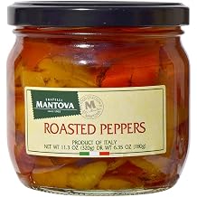 Mantova Roasted Peppers, 11.3 oz. Pack of 2, Product of Italy, All-Natural, Lightly Roasted Bell Peppers, Vegan-Friendly, Non-GMO, No Artificial Coloring, Flavoring, or Preservatives