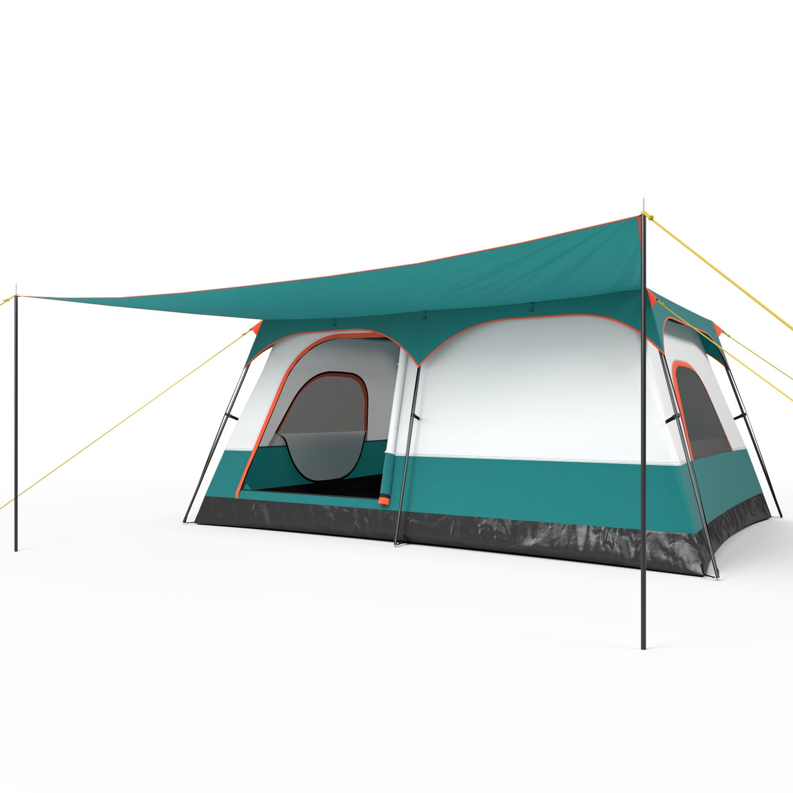TANGZON 2-Room Family Camping Tent, 8-10 Man Privacy Changing Room Shelter with Porch, Removable Rainfly, Carry Bag, 2 Windows & 2 Doors, Easy Setup Large Dome Tent (Extra Large)