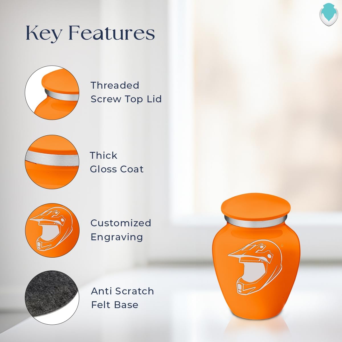 Geturns Embrace Keepsake Personalized Dirtbike Cremation Urns for Human Ashes I Burnt Orange Funeral Urn for Men and Women with Double Side Engraving I 3.5 lbs