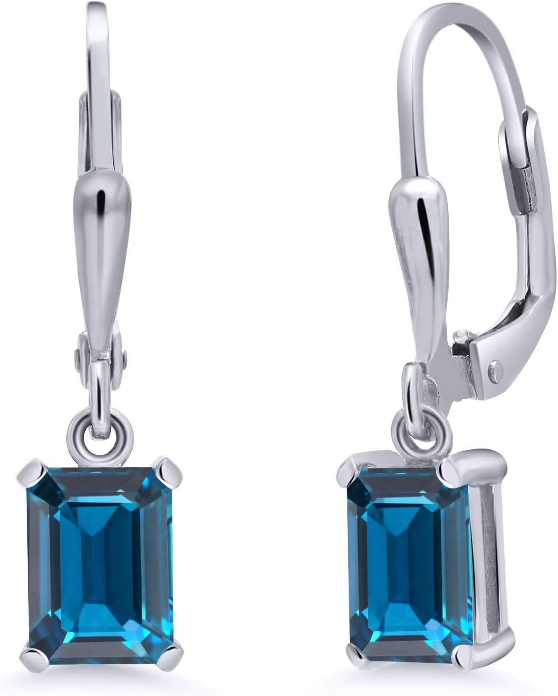Gem Stone King Drop Dangle Leverback Earrings for Women | 925 Sterling Silver | Gemstone Birthstone | 7X5MM Emerald Cut | Fine Jewelry Gifts for Her Mom Women Wife - Image 6