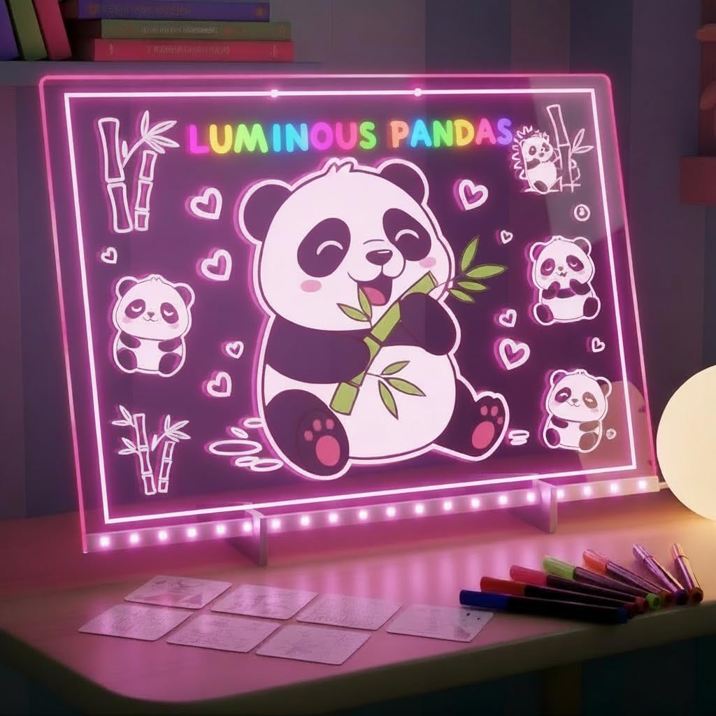 LED Drawing Board, Class Valentines Day Gifts for Kids Toys, 17 Light Up Acrylic Dry Erase Led Note Board with Colors, Doodle Glow Board, Magic Drawing Tablet as Birthday Gifts for Girls Boys