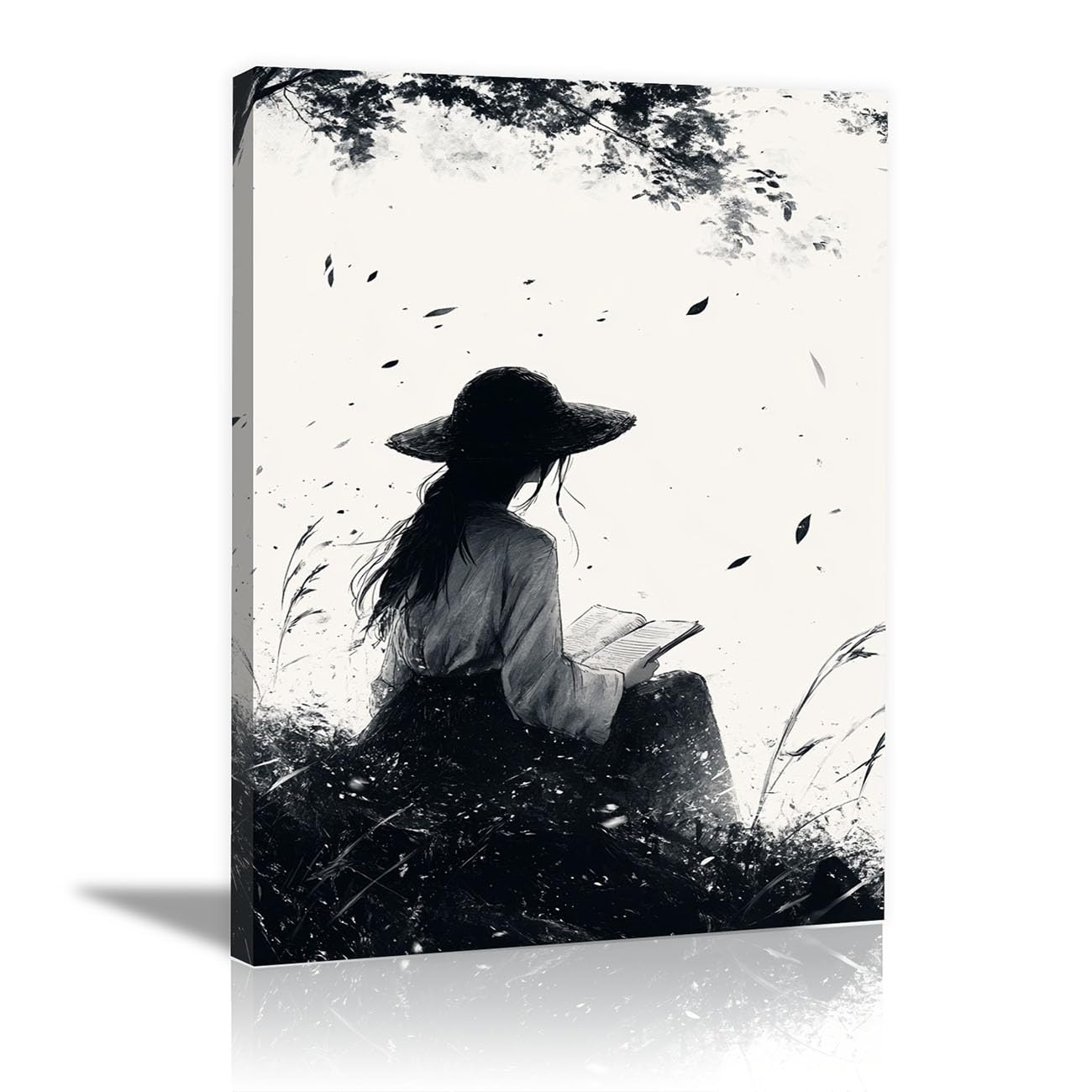 TODOAA Abstractos Blanco Y Negro Cuadros PóSteres Chica Moderna Natural Volver Decoracion Salon Modernos, Salón Comedor Oficina Pintura Lienzos decorativos（Blanco-80x120cm Enmarcado