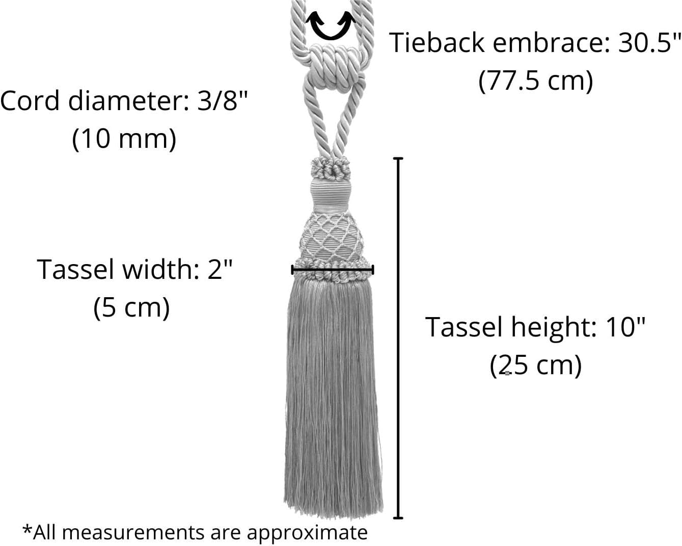 Lustrous Netted Curtain Tassel Tieback, Tassel Length 10" (25cm), 30" Spread (76cm) (Style# TBIN1) Rustic Gold Multicolor #4975 (Light Gold, Beige Gold, Yellow Gold) Pack of 4