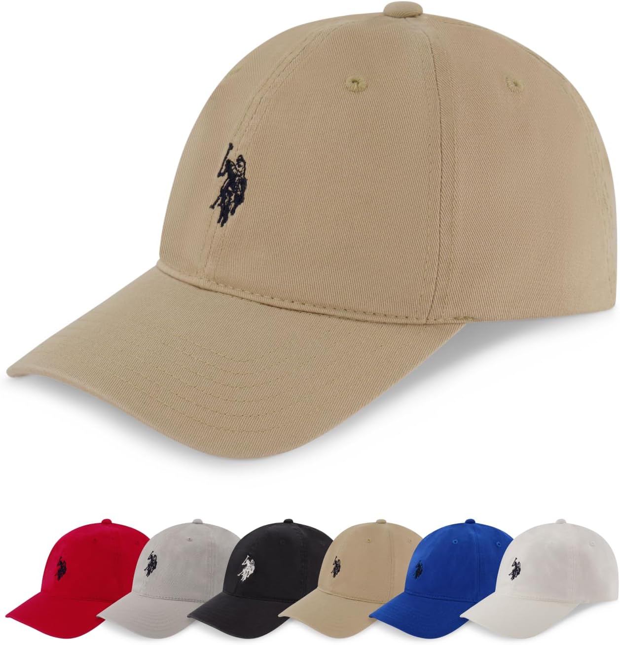 Men's Mens Washed Twill Cotton Adjustable Baseball Hat with Pony Logo and Curved Brim Baseball Cap