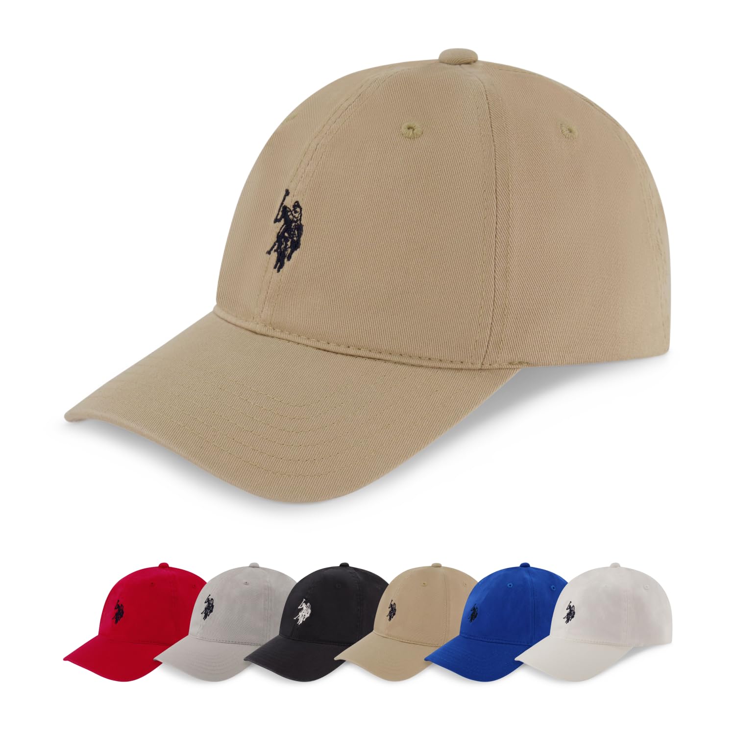 U.S. POLO ASSN. Herren Us Polo Assn Baumwolle, Verstellbar, Gebogene Krempe, mit Gesticktem Kleinen Pony-Logo Baseballkappe (6er Pack)