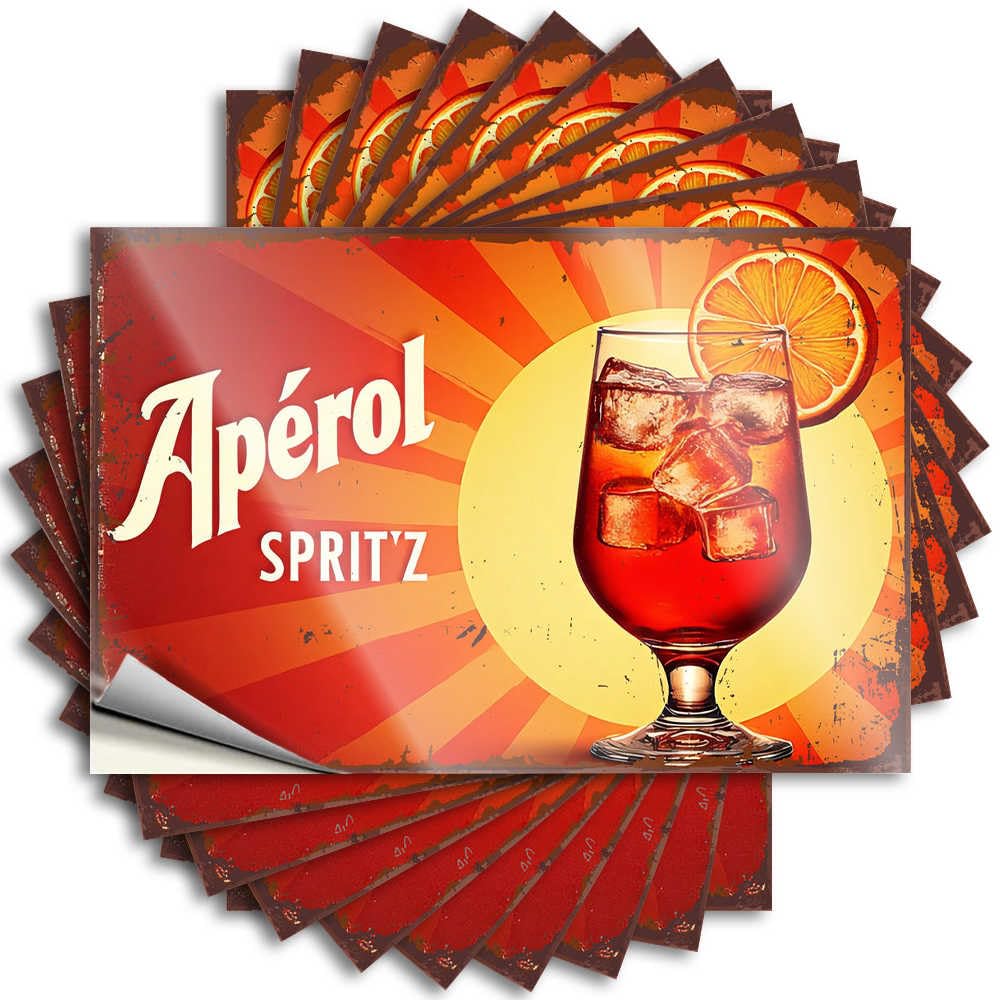 Decal - Small Hat Vibrant Aperol Spritz Advertisement with Orange Slice and Ice Cub for Double Room Stuff(8X12CM)