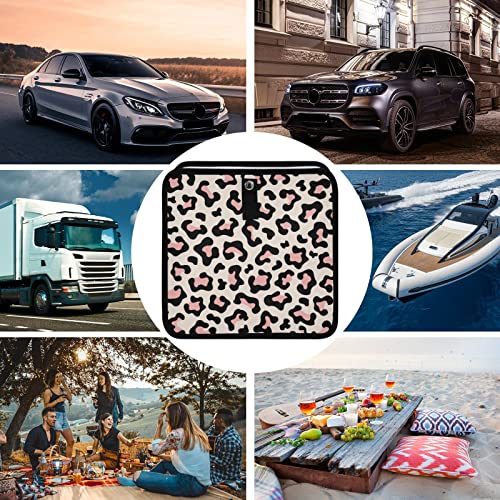 Image of Leopard Pink Car Trash Can, Foldable Hanging Car Trash Bag, Animal Cheetah Print Small Waterproof Car Accessories Garbage Bin (g300184931p857c913s2021)