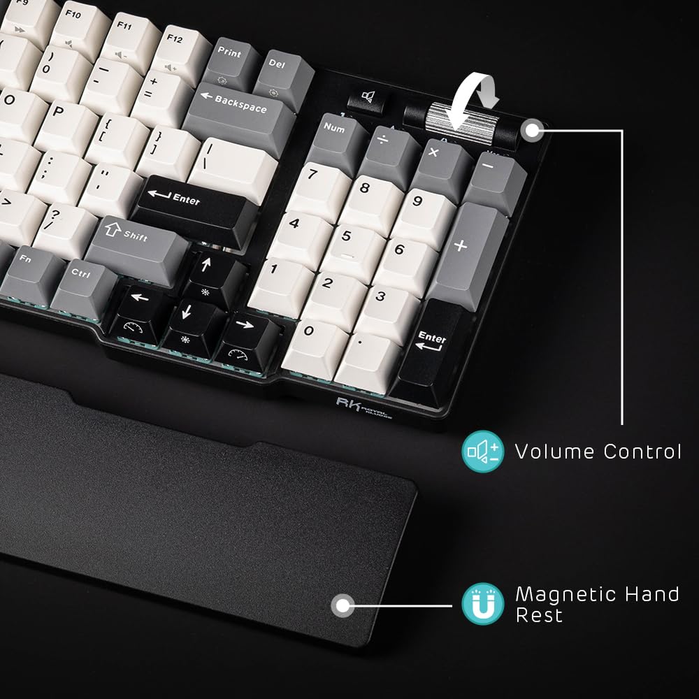 RK ROYAL KLUDGE C96 HE mechaniczna klawiatura do gier, przełącznik magnetyczny z efektem Halla, 90% przewodowa klawiatura RGB z możliwością wymiany na gorąco i podpórką na nadgarstek, regulowane
