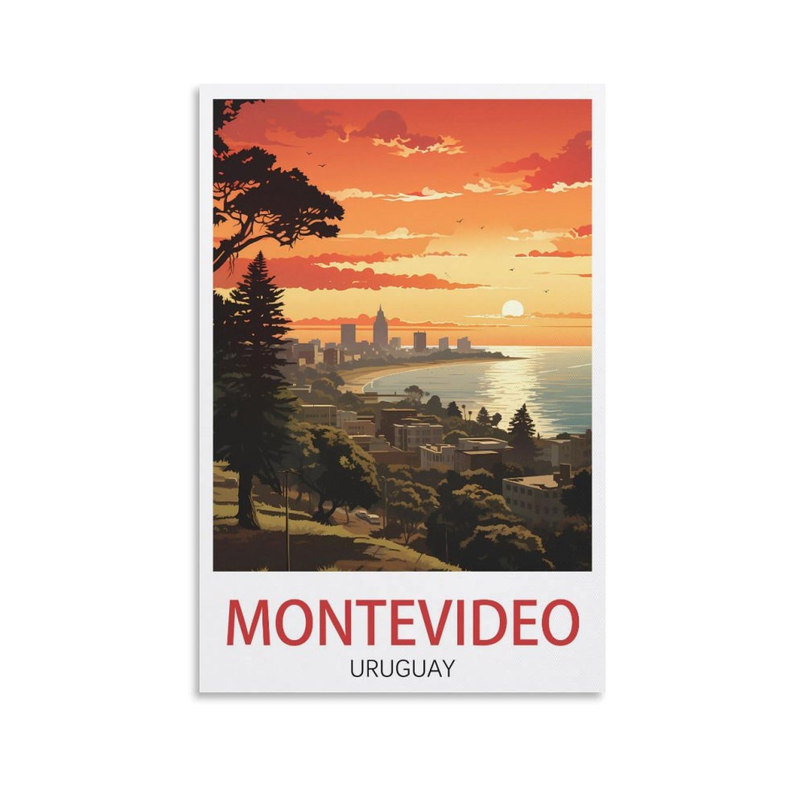 Orbana Unframe-Style Montevideo Uruguay Vintage Travel Posters Landscape 08X12inch(20X30cm) Canvas Print For Living Room, Bedroom, Dorm, Home, Office Wall Decoration