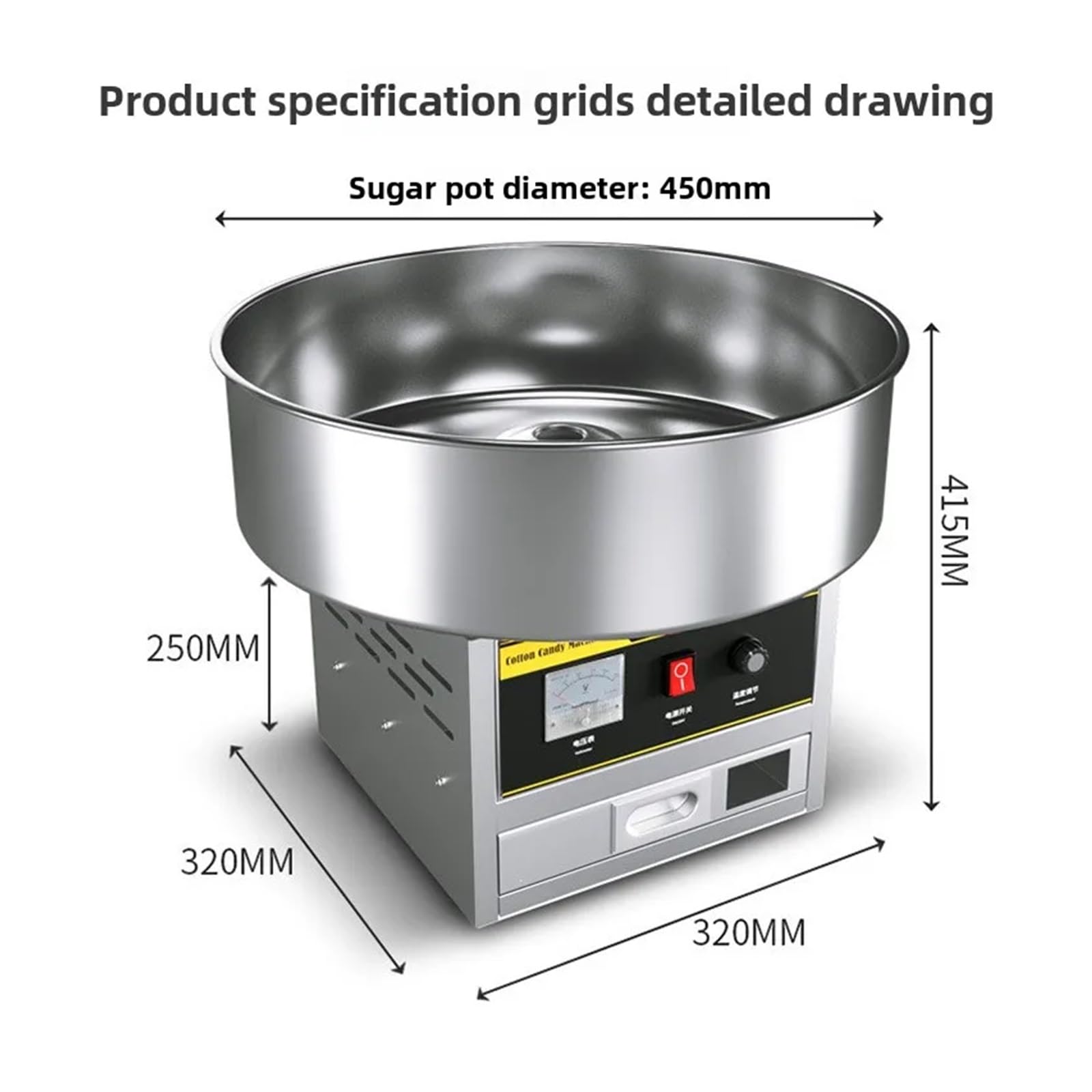 Máquina de algodón de azúcar, máquina comercial totalmente automática eléctrica for producir algodón de azúcar pequeño con dibujos de colores.