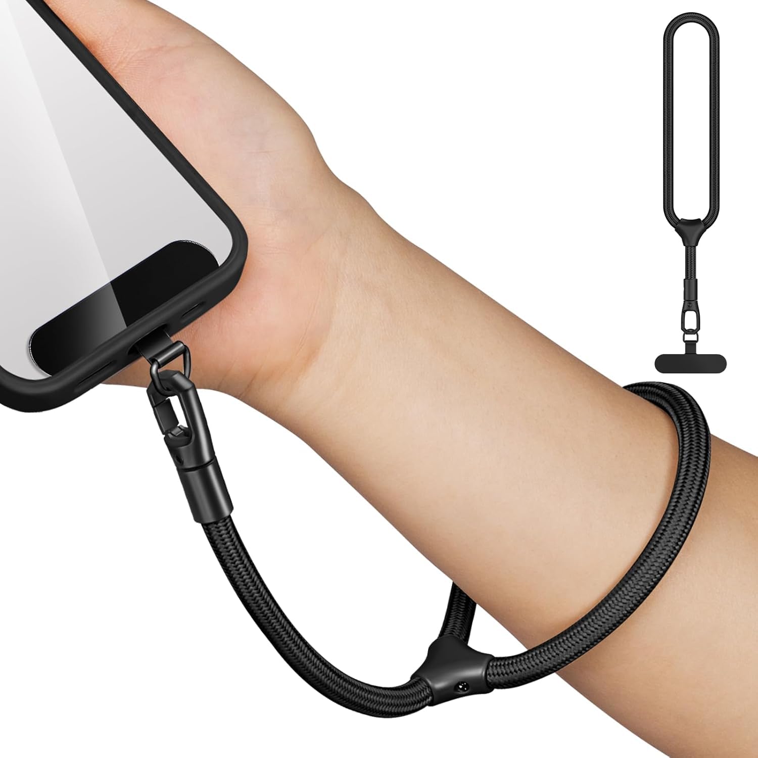 FdcLixuvol 2 Pack Cell Phone Lanyard With 2 Patch, Adjustable Hand Wrist Strap With Tether Tabs, Universal Multifunctional Patch Polyester Lanyard For Cell Phones For Women And Men(Black, Gray - View #10