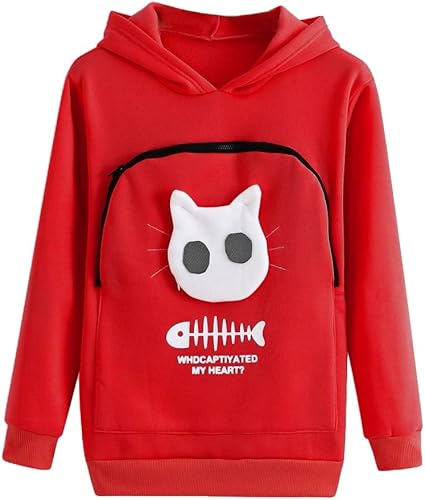 Miniatura 10 de Sudadera con capucha para hombre y mujer, con bolsa de animales, transpirable, para llevar y gato