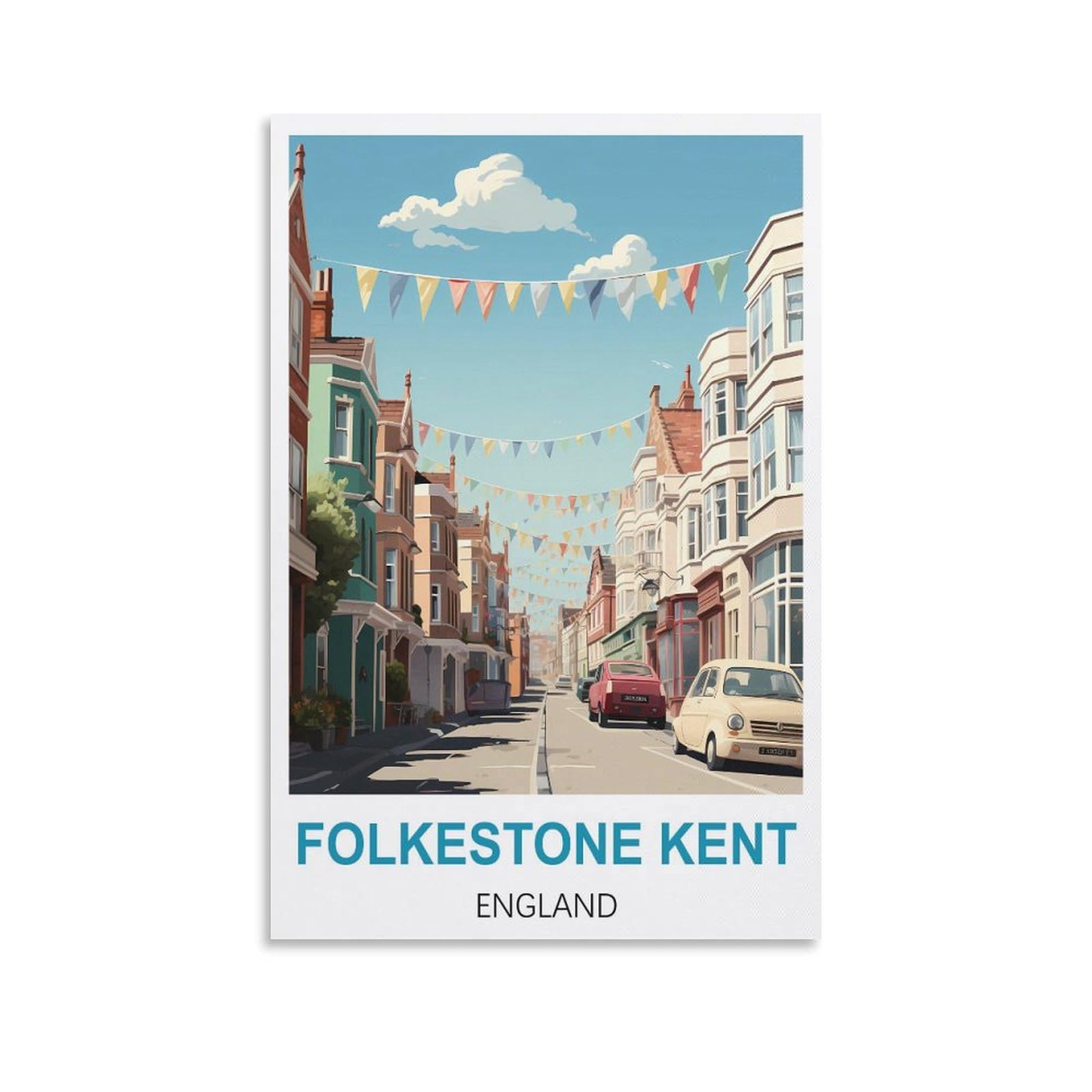 Vintage Metal Tin Sign,Folkestone Kent Englands,Travel Tin Signs Metal Poster Wall Decor Office Cafe Bathroom Badroom 15x30cm