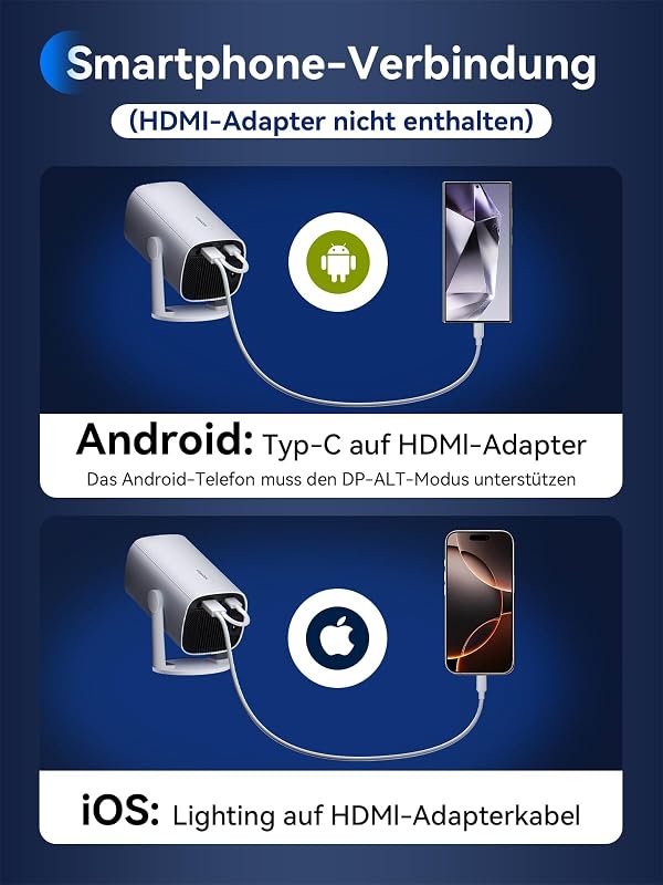 SOOMFON Mini Projektor 1080P Bluetooth Autofókusz Hordozható Okostelefon Tablet Laptop