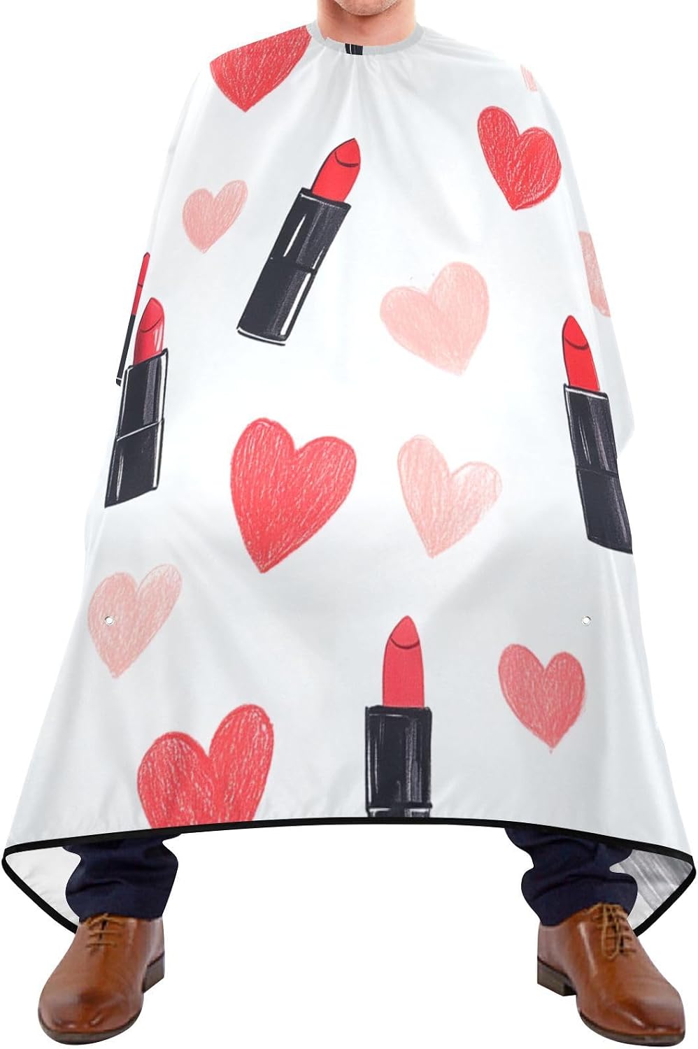 ALAZA Hearts Lipsticks Barber Cape for Men Women, Waterproof Haircut Apron Beard Shaving Bib Hair Cutting Cloth 55 x 65 Inch