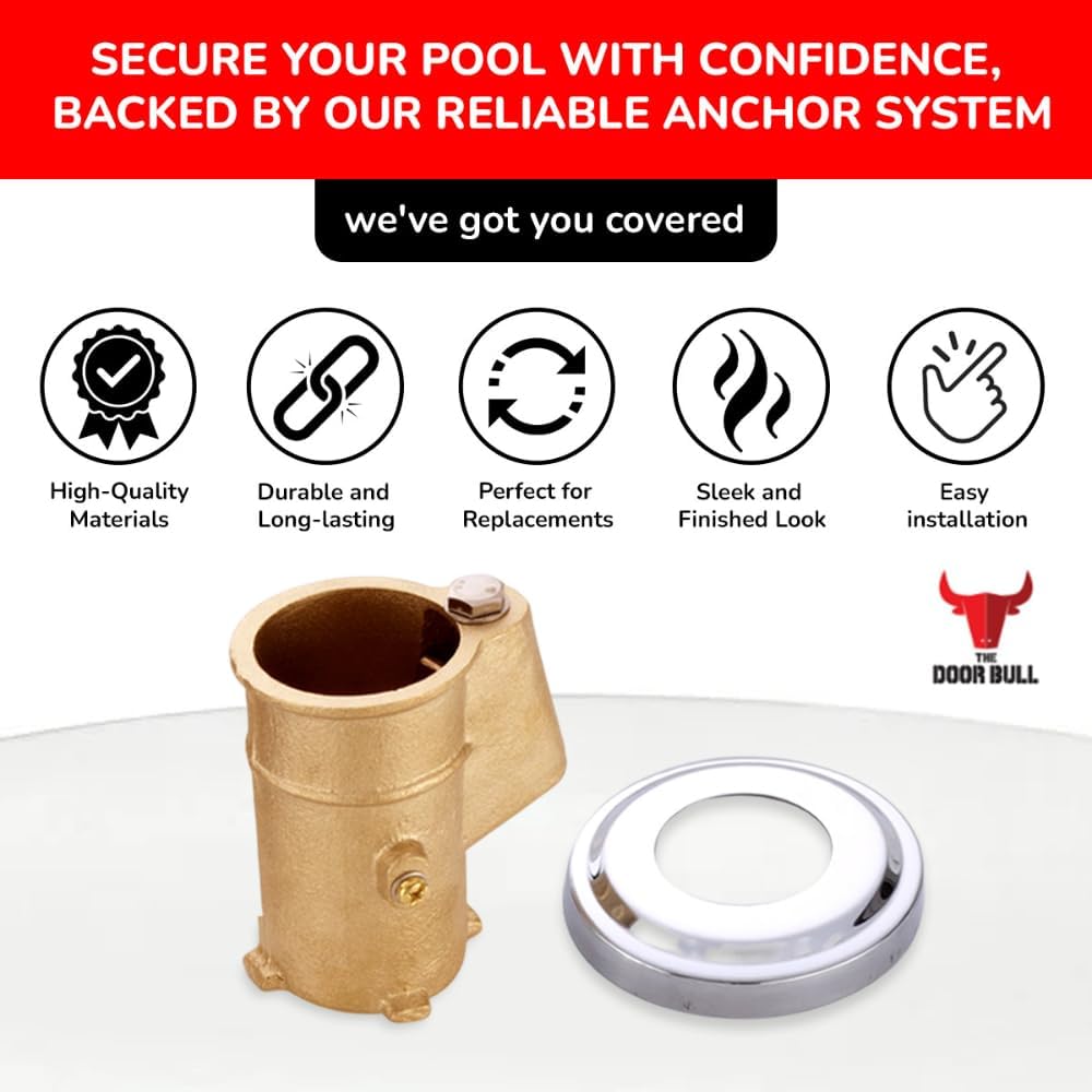 Brass Pool Rail Anchor and Escutcheon Set – 2 Pack Inground Anchors with 4" Depth – Fits 1.90" OD Tubing – Heavy-Duty Mounting Kit for Pool Handrails and Ladders - 2 Pack - Image 4