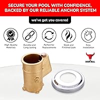 Vista 4 de Juego de anclaje y escudo de riel de piscina de latón – Paquete de 2 anclajes enterrados con profundidad de 4 pulgadas – Se adapta a tubos