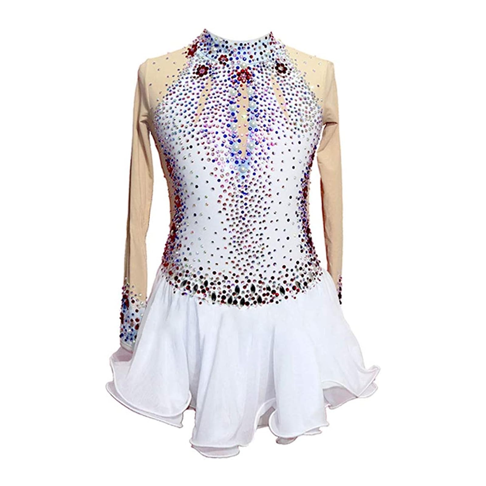 Sukienka Do Łyżwiarstwa Figurowego Z Długimi Rękawami, Rhinestone Girls Dance Unitard, Damska Odzież Do Tańca Na Zawody