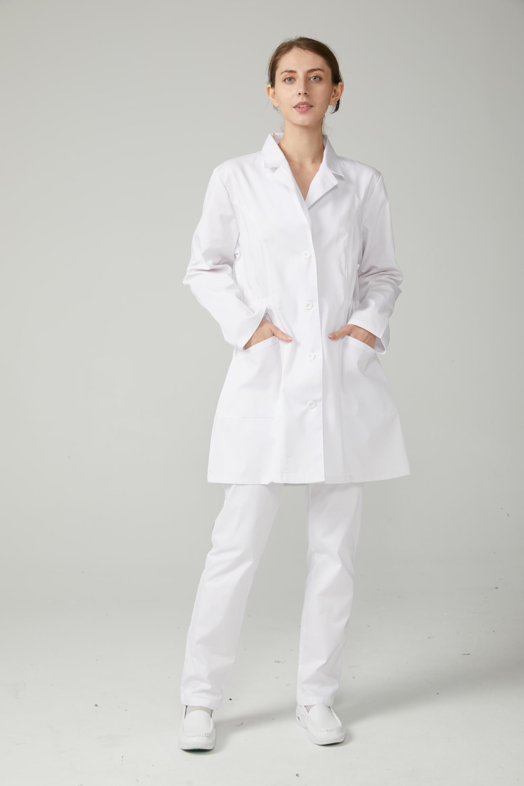 Prenda de Laboratorio Profesional Mujer Manga Larga Poliéster Algodón Científica Médica Enfermería Uso Escolar Hospital Clínico Prácticas Química Biología Disfraz Adulto Modelo 8163